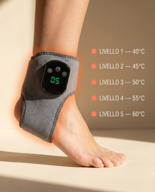 TermoCaviglia™ — Fascia Riscaldante a Infrarossi con Vibrazione